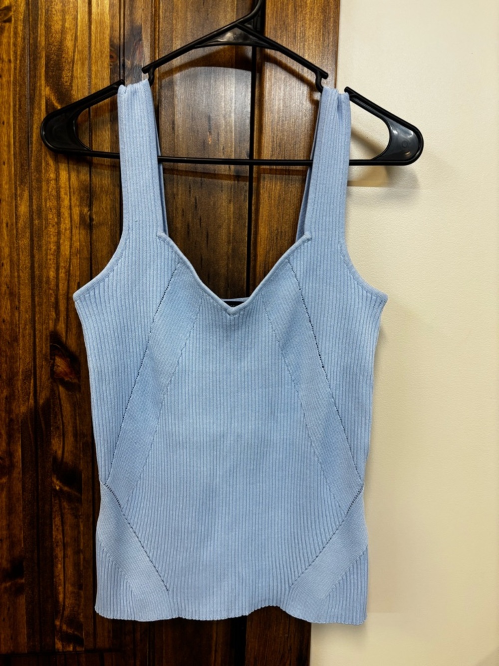 Halogen Light Blue Ribbed Square Neck Tank